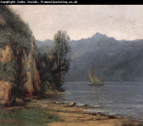 Gustave Courbet landscape with lake geneva